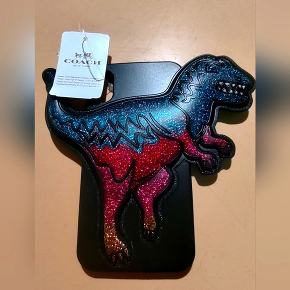 Coach Other - NEW COACH Dinosaur T-Rex Glitter Phone case NWT Rexy iPhone XR